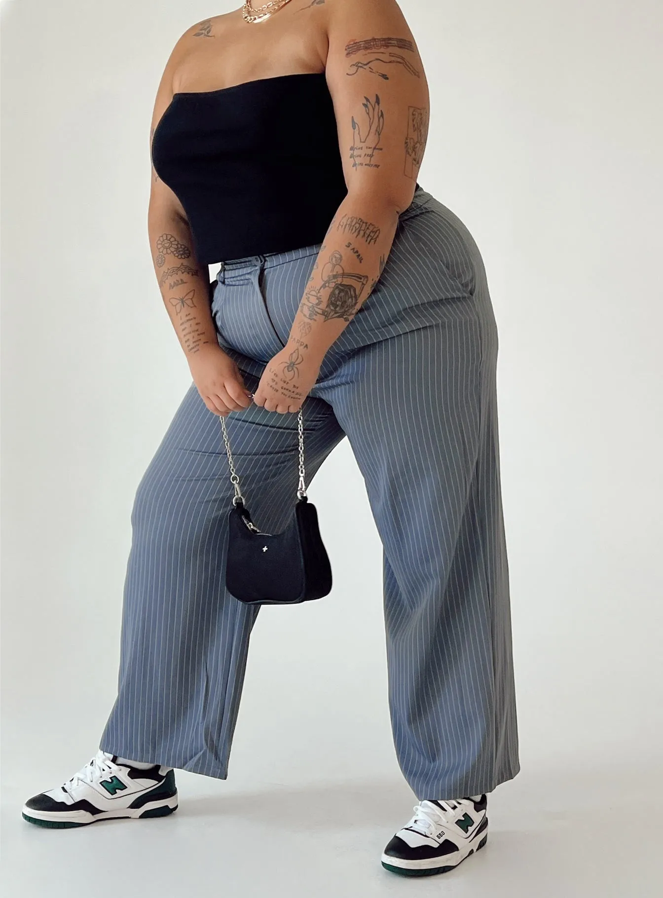 Mesh Lined CompressionSupport Archer Pants Pinstripe Grey Curve