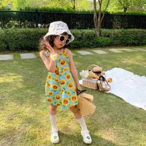 LayeredHemline Grace Color Casual Summer Floral cotton dress for baby girl