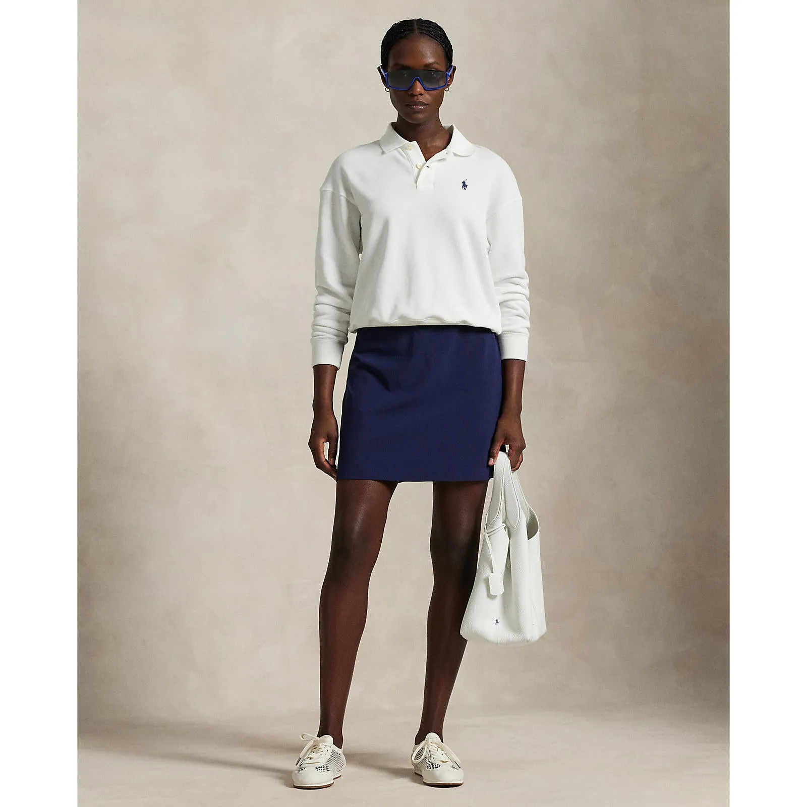 RLX Ralph Lauren Women's 17" Aim Pleated Back Golf Skort - Refined Navy Crisp Finish