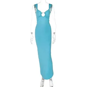 All Time Fit Chic Ensemble Charming V-neck Backless Slit Slim Fit Summer Dress