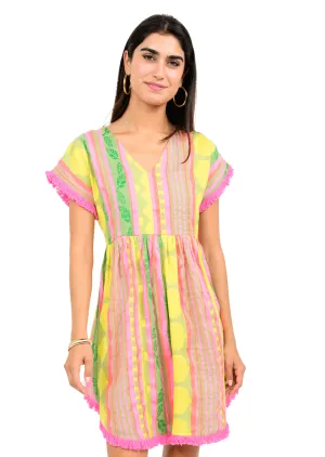 Soft Layering UNCLE FRANK SHORT-SLEEVE NEON DRESS - MULTI