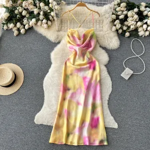2024 Summer New Sexy Slip Dress Women's Fashion Print Dress relaxed shape
