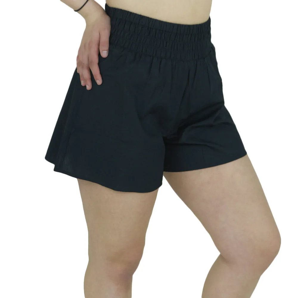 Sneakers Women's Elastic Waistband Casual Short,Black