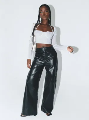 Layered Style QuickReleaseFastenings Archer PU Cargo Pants Black
