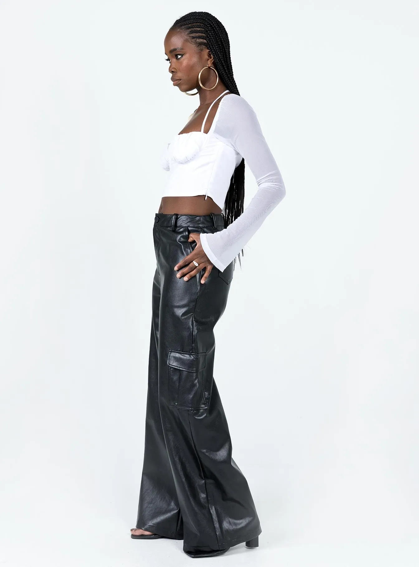 Archer PU Cargo Pants Black Soft Feel AbrasionResistantFabric