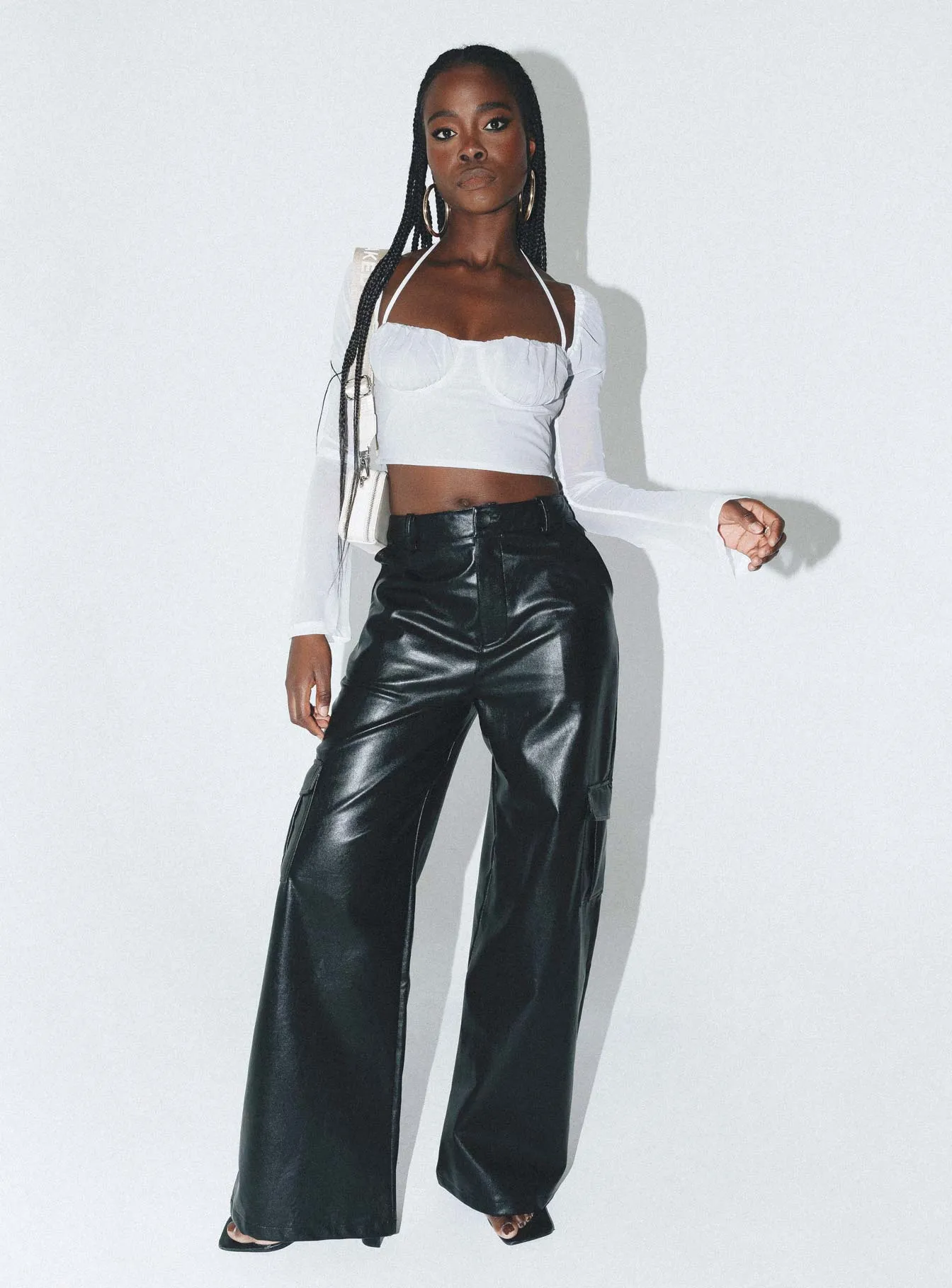 Layered Style QuickReleaseFastenings Archer PU Cargo Pants Black