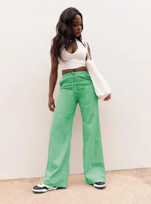 Aubrie Wide Leg Pants Green Active Lifestyle Casual Look