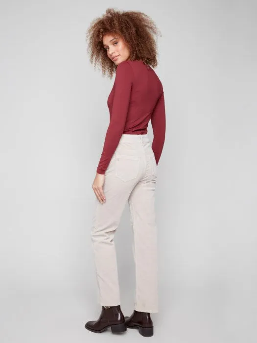 CHARLIE B STRAIGHT LEG CORDUROY PANT - OATMEAL Camera Glow