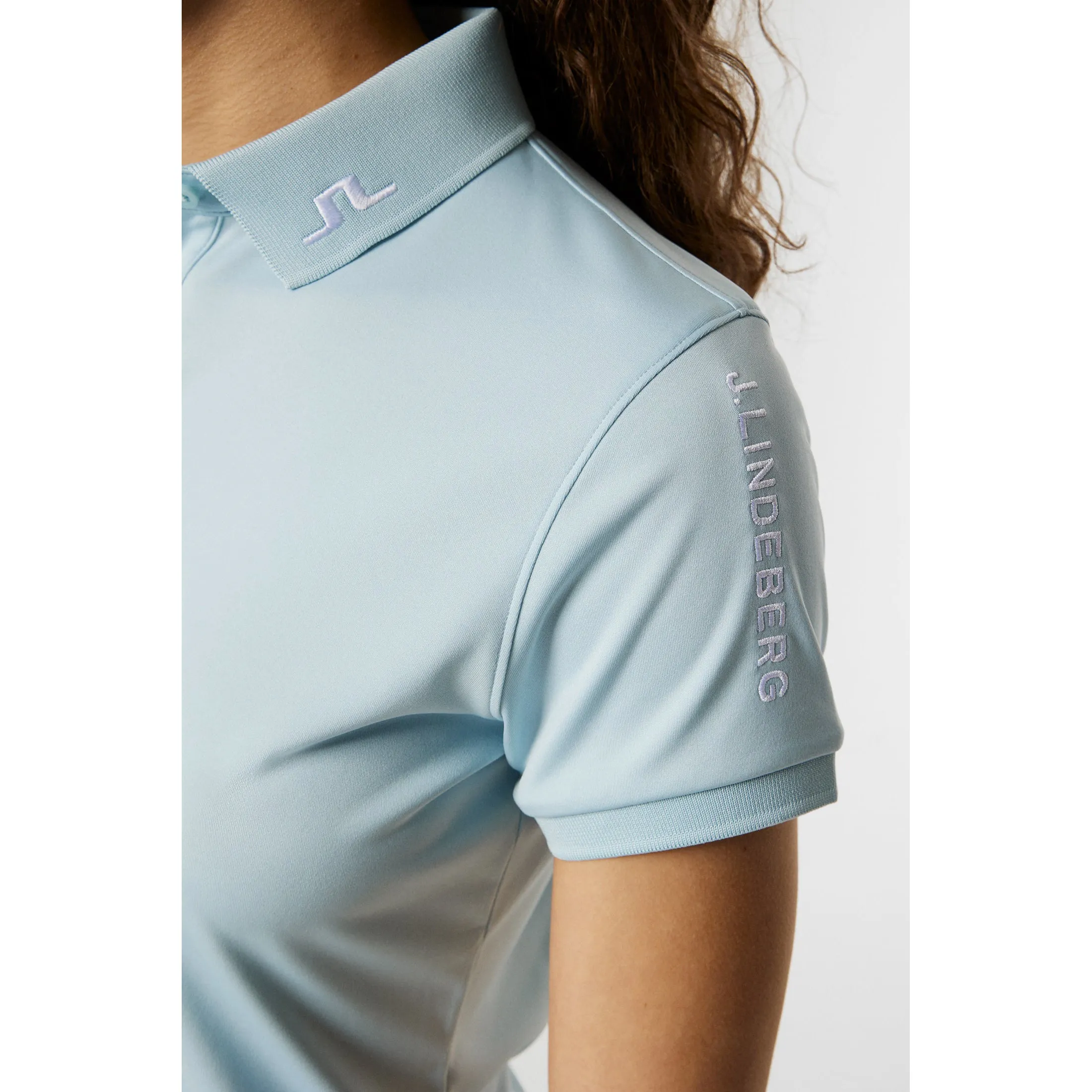J.Lindeberg Women's Tour Tech Golf Polo Shirt - Winter Sky AntiStatic Treatment FadeResistant