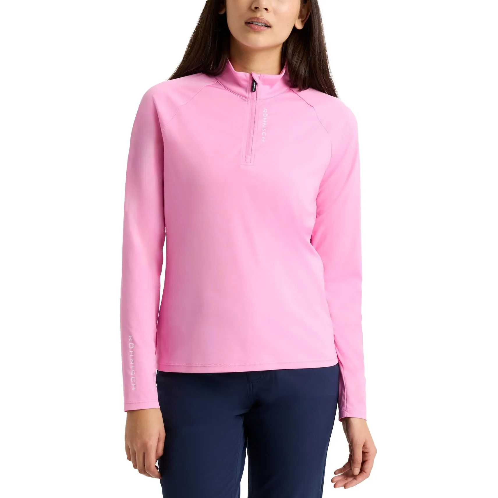 Rohnisch Women's Addy Long Sleeve Golf Shirt - Fuchsia Pink SustainableBlend