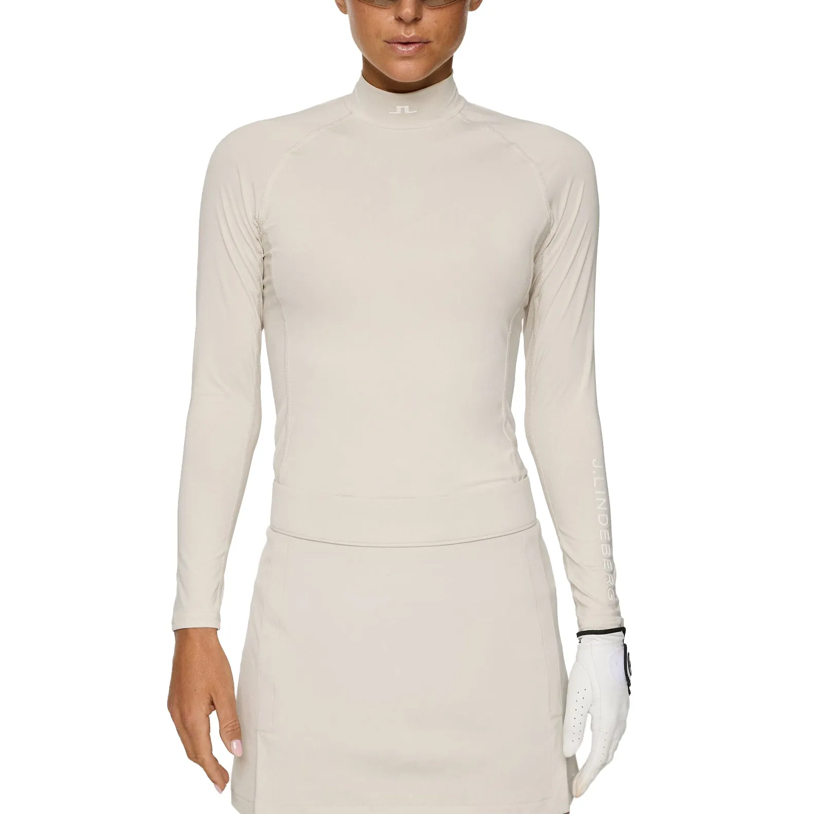 Ergonomic Pattern J.Lindeberg Women's Ella Compression Golf Shirt - Moonbeam