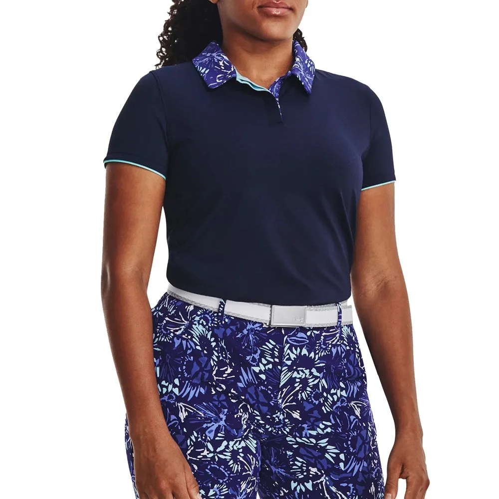 Under Armour Women's Iso-Chill Golf Polo Shirt - Midnight Navy/Metallic Silver Friend Vibe