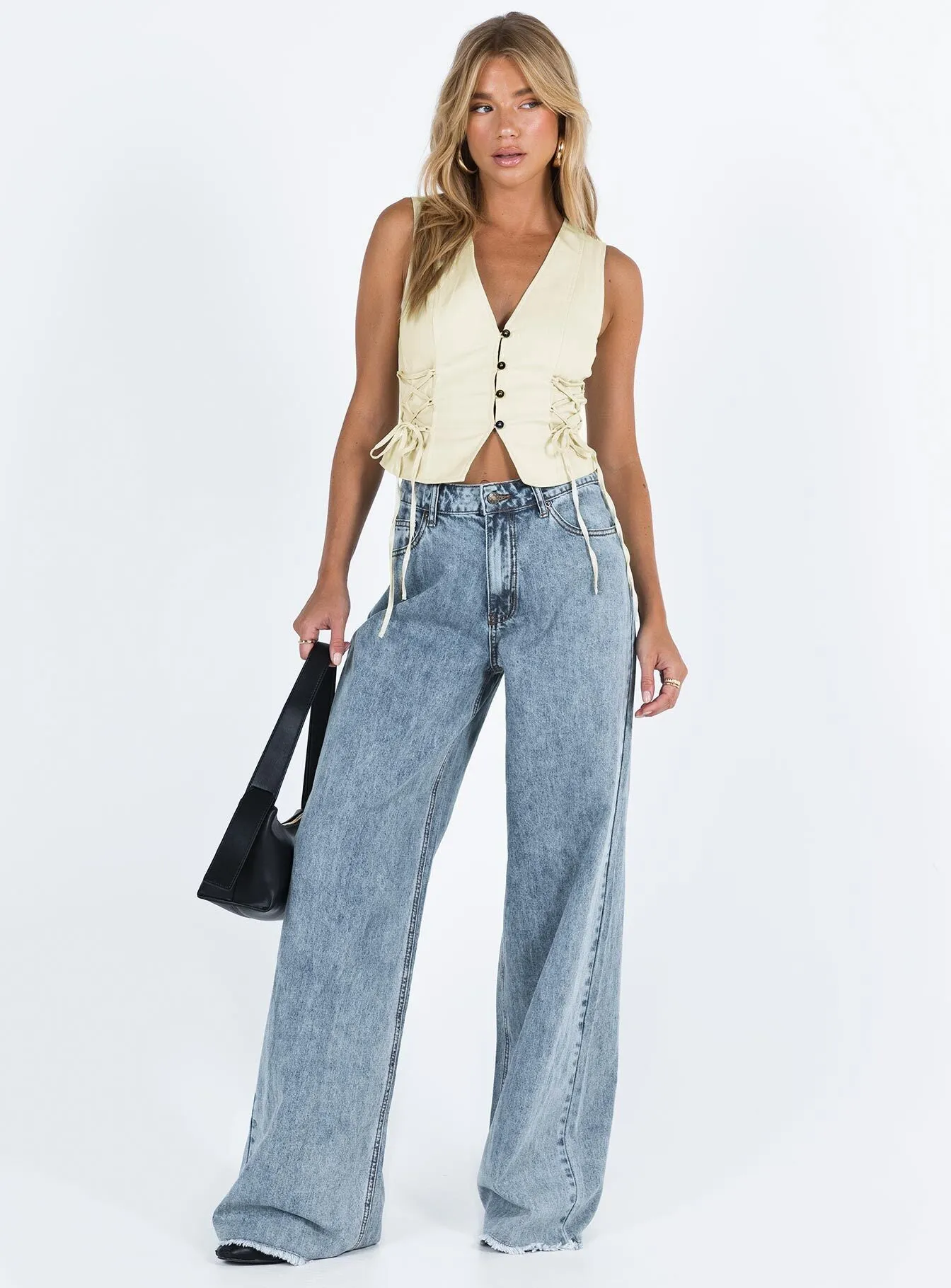 Eivissa High Rise Baggy Jeans Faded Denim Work Ready