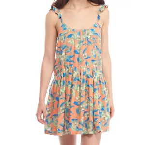 Subtle Glow Women's Floral Scoop Neck Dress,Orange