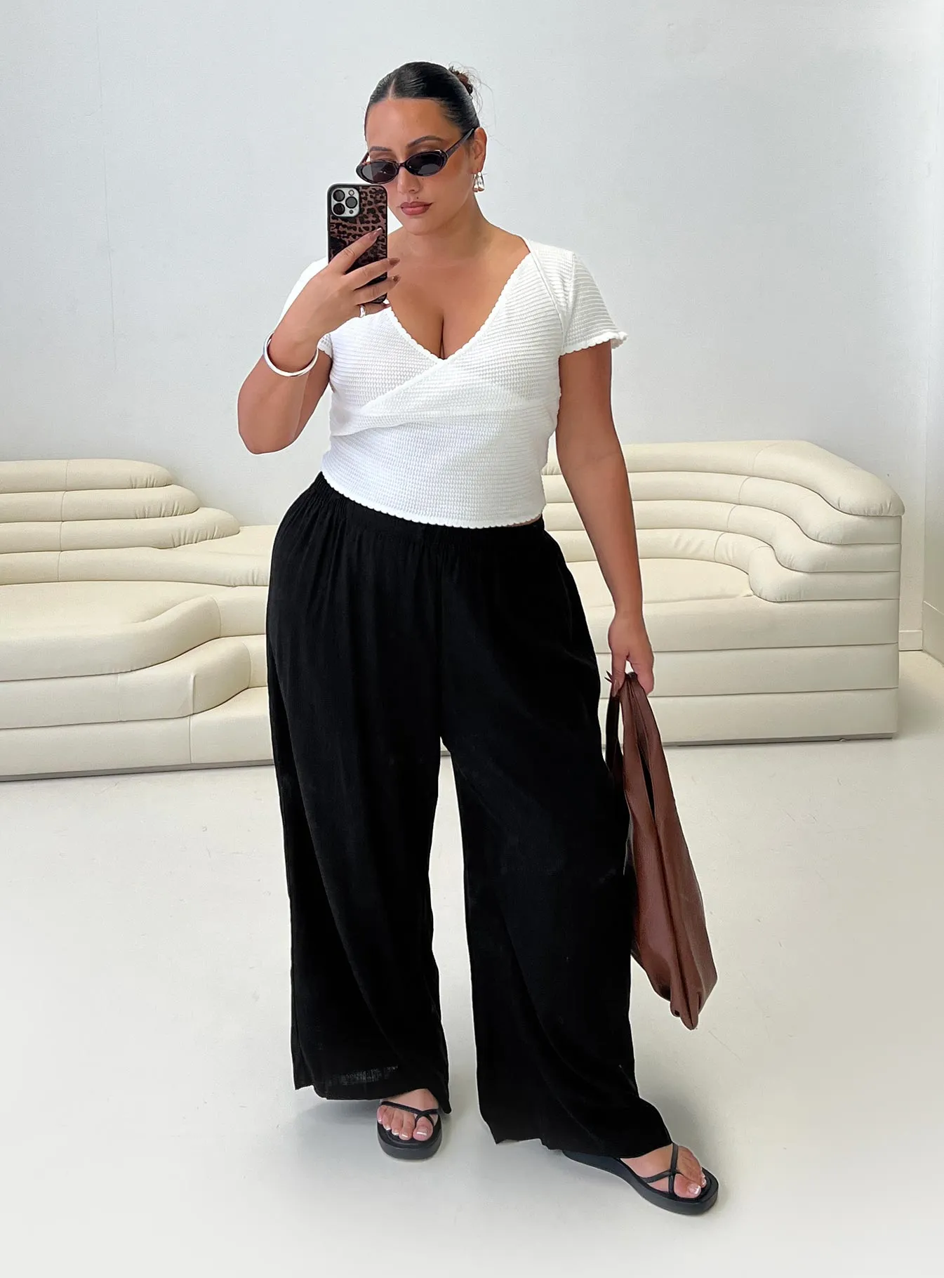 Louis Linen Blend Pants Black Curve Comfy Look