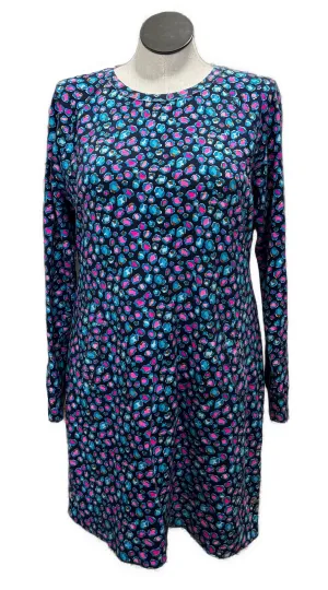 WrinkleResistantFinish Dressy Glow Lilly Pulitzer Navy & Pink Cheetah Patterned Women's Long Sleeve Dress Size XL