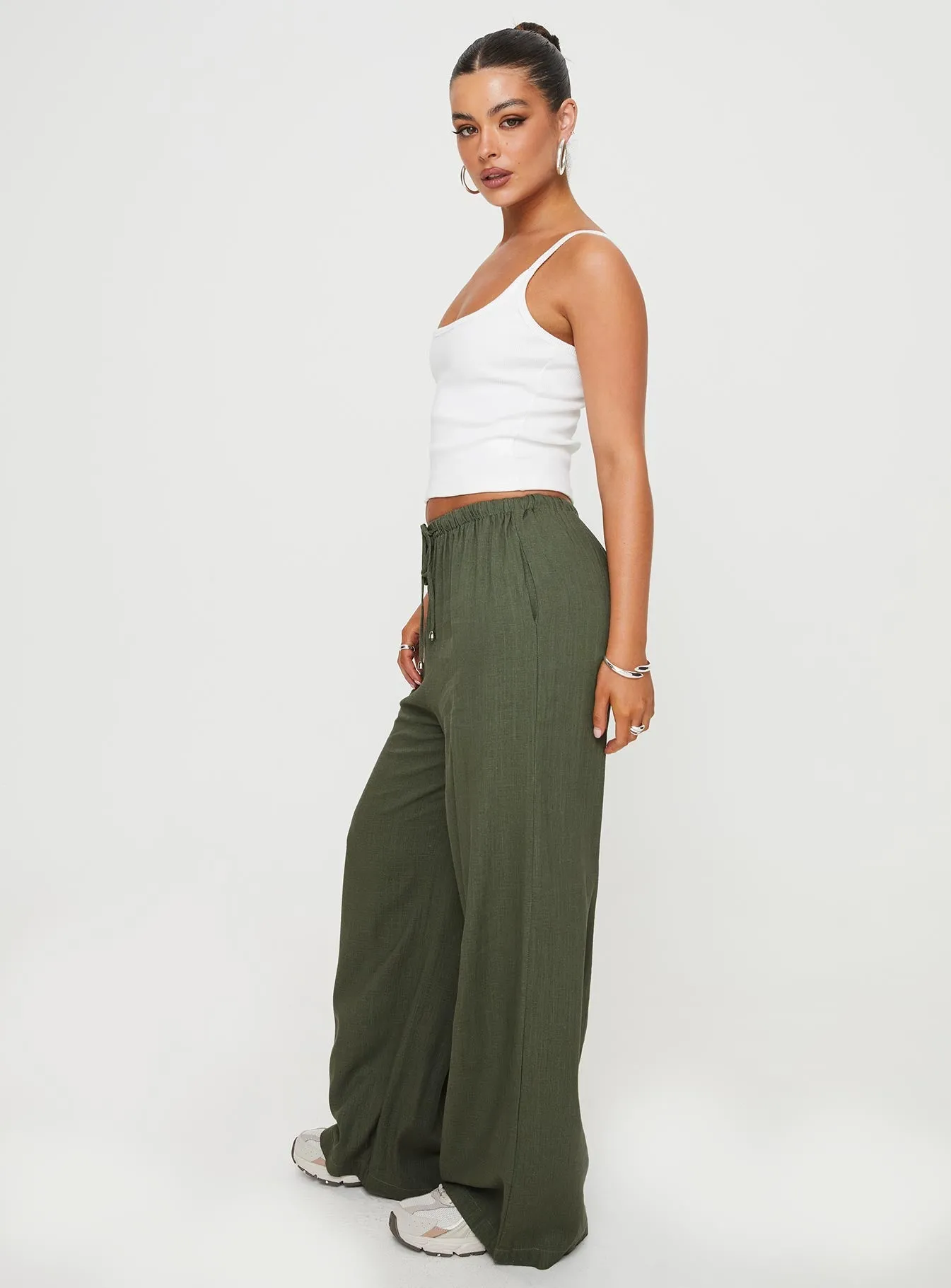 OdorResistantTreatment Organic Cotton Blend Ogilvie Linen Blend Pants Olive
