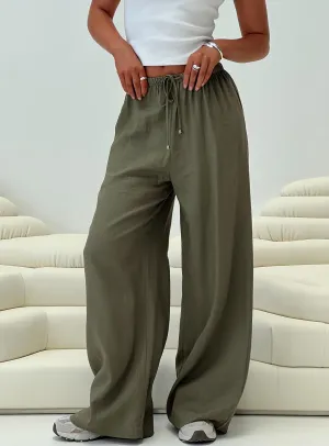 Everyday Must-have High Stretch Fit Ogilvie Linen Blend Pants Olive
