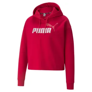 Essentials Cropped Metallic Logo Pullover Hoodie Snug Fit Urban Look