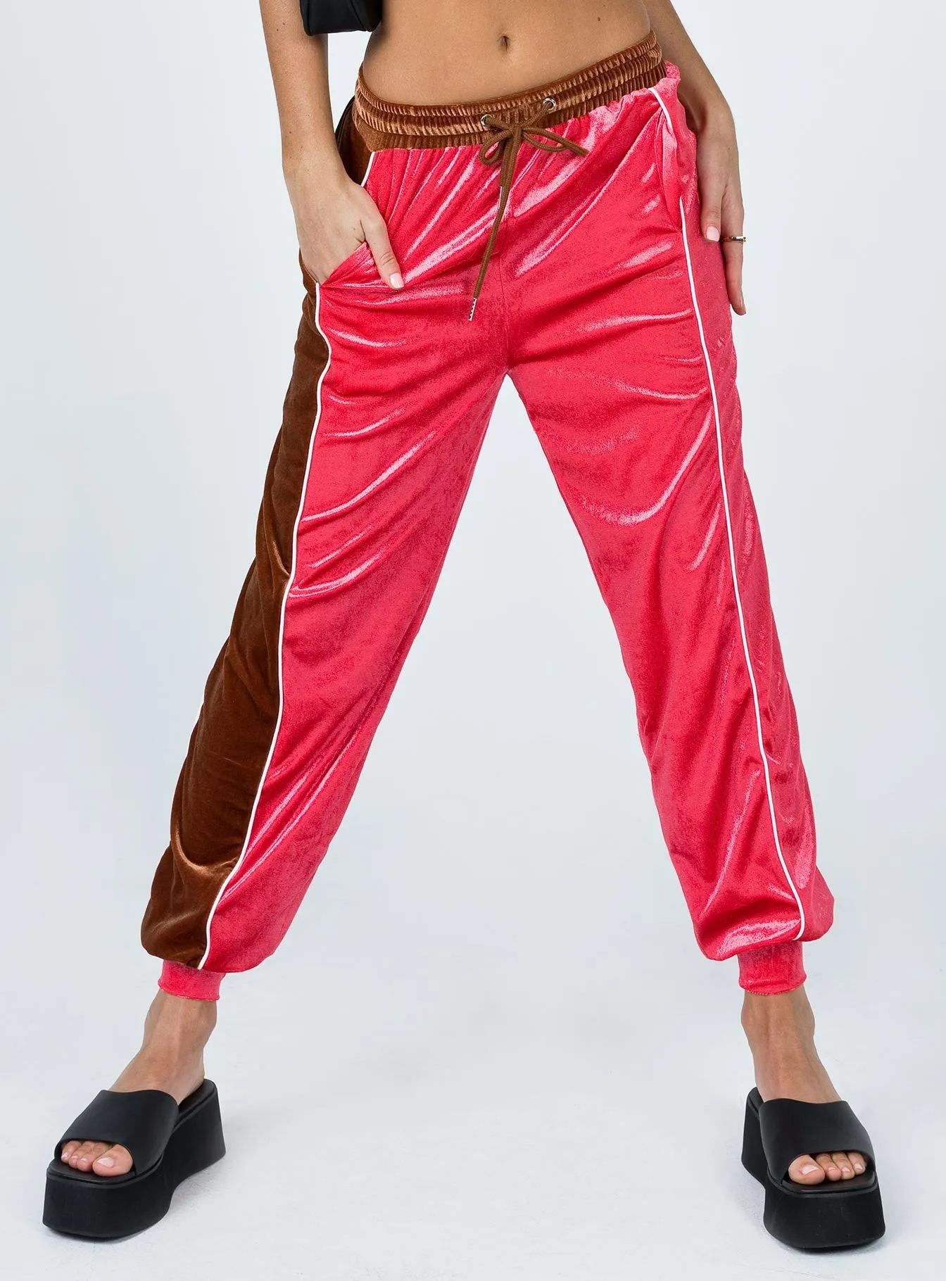 Harper Velour Track Pants Pink Travel-Ready Tagless label