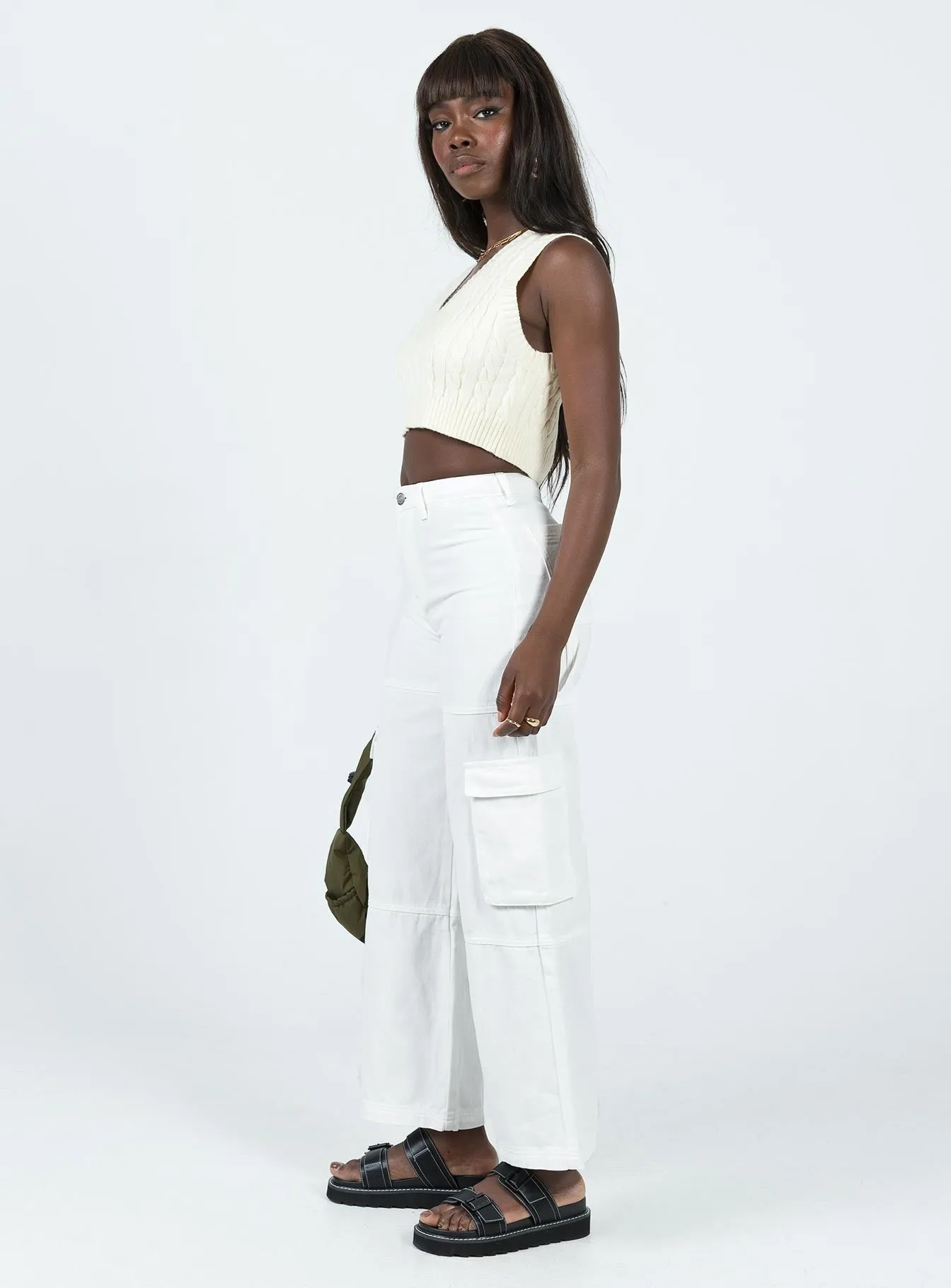 Cozy Casual Adore Cargo Pants White