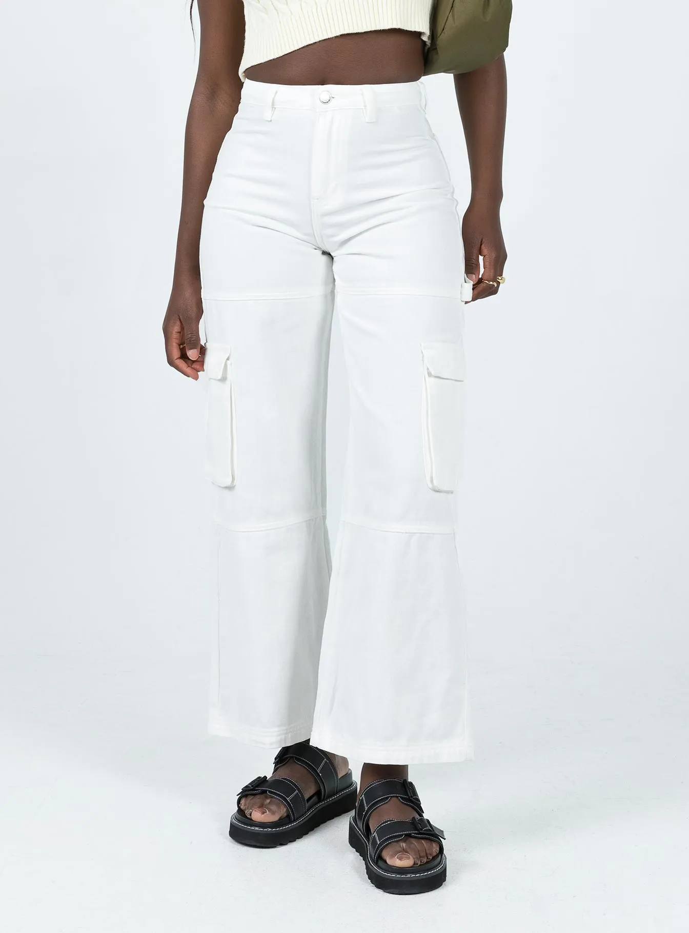 Adore Cargo Pants White Sporty Stretch Fit