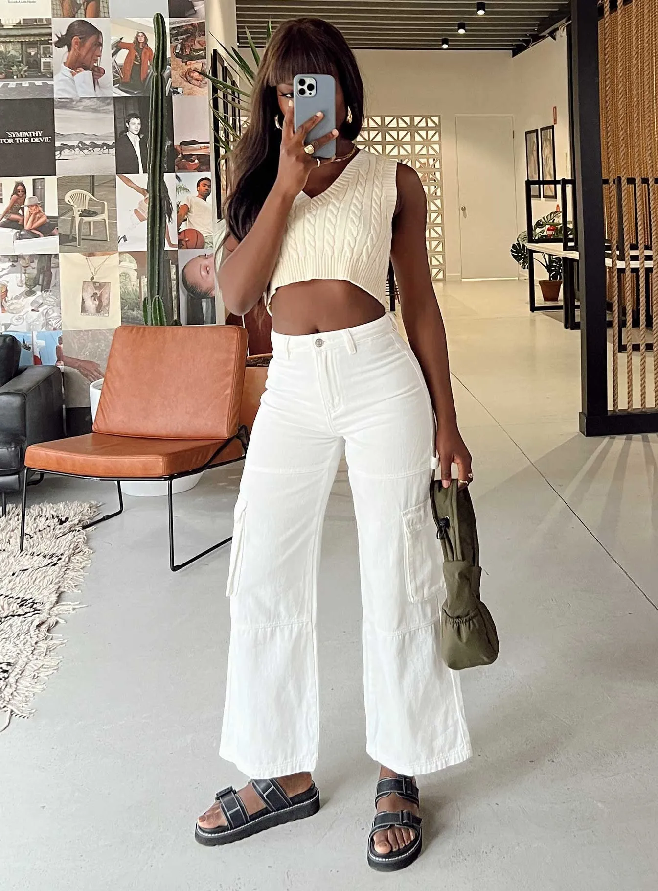 All Day Comfort Fit Adore Cargo Pants White