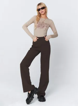 Lulu Pants Brown Double Stitched