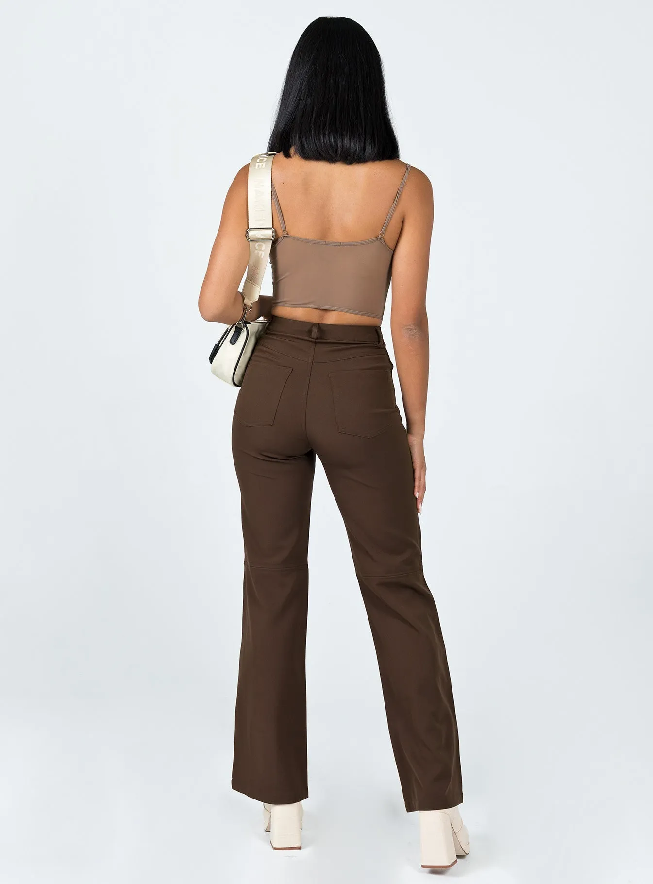 Lulu Pants Brown Layered Panel Design