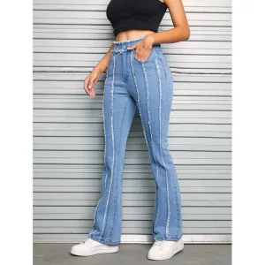 Trendy Fashion Slightly Flared Wool Edge Jeans