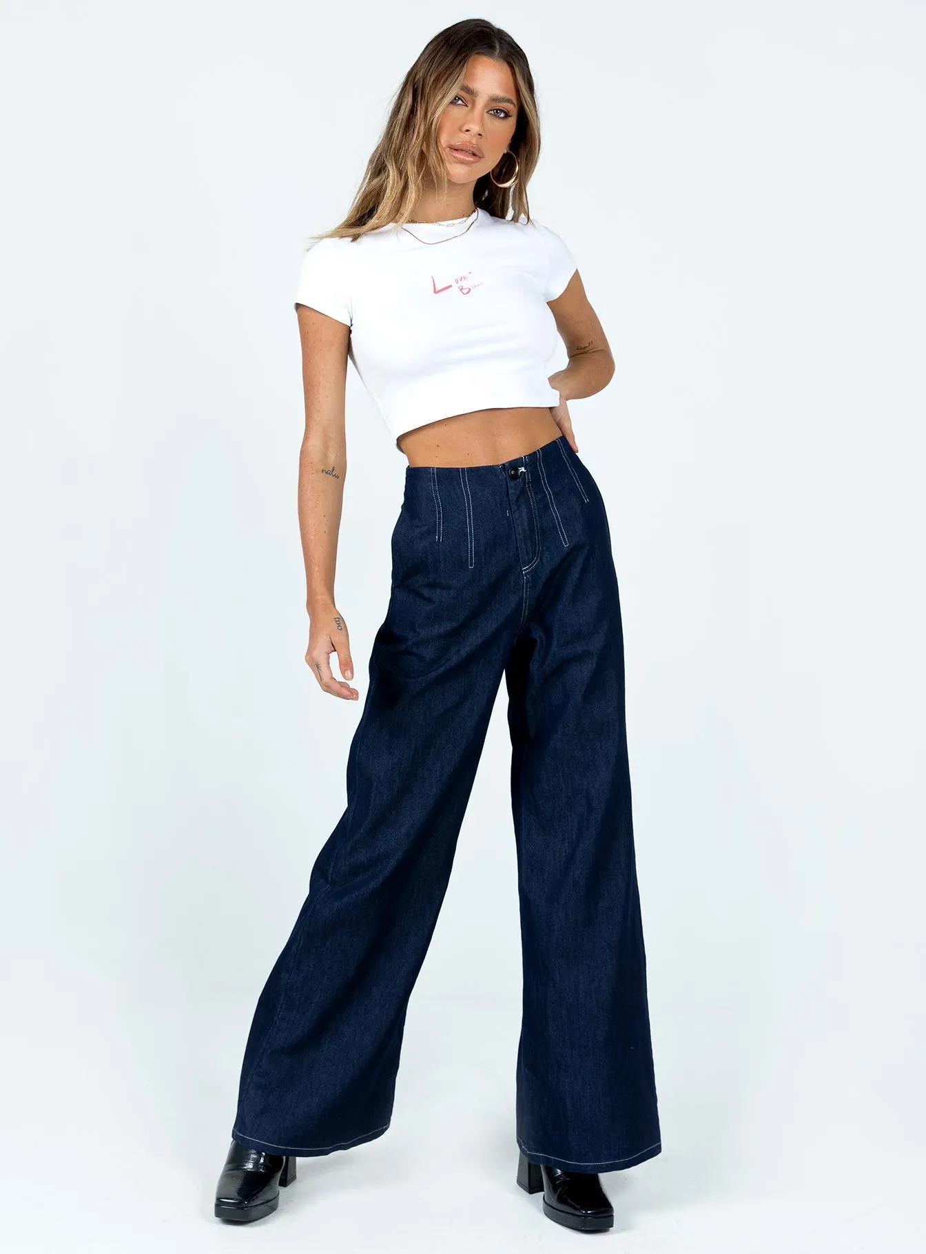 Misty Wide Leg Jeans Denim Thermal Insulation Layer