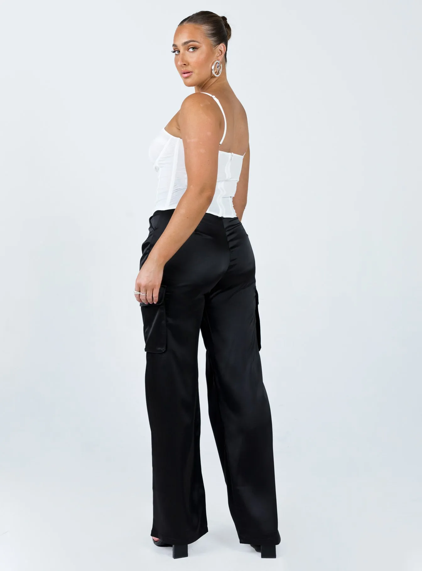 Gilmore Cargo Pants Black Lightweight Fit HighRiseWaistband