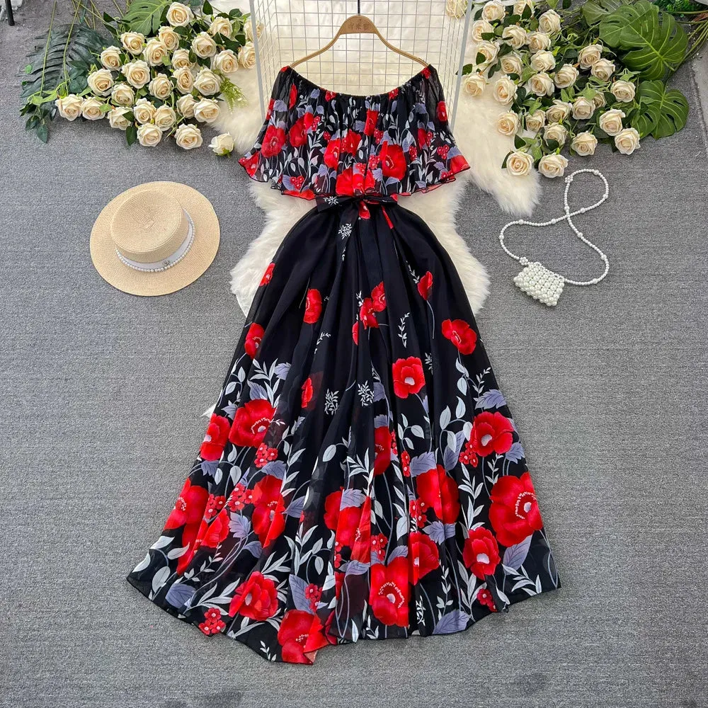 Breathable Material 2024 Clothing Manufacturers Custom Woman Clothes  Elegant Vintage Lady Stock Long Dresses Casual