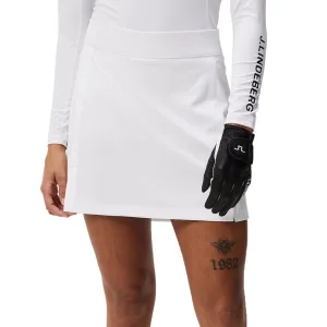 J.Lindeberg Women's Amelie Mid Golf Skirt - White Modern Cut Ruching Details