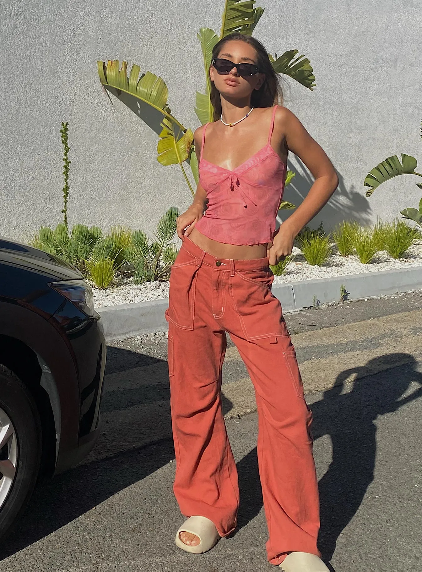 Miami Vice Pants Red Wrinkle Free Fabric