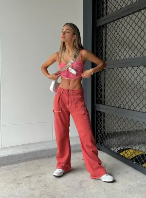 Flexible Gusset Design Modern Comfort Miami Vice Pants Red