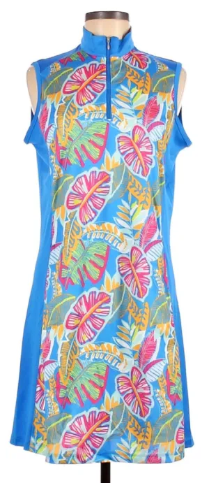 Breathable Feel Bermuda Sands Sleeveless Blue Palm Golf Dress Size M. MSP$95