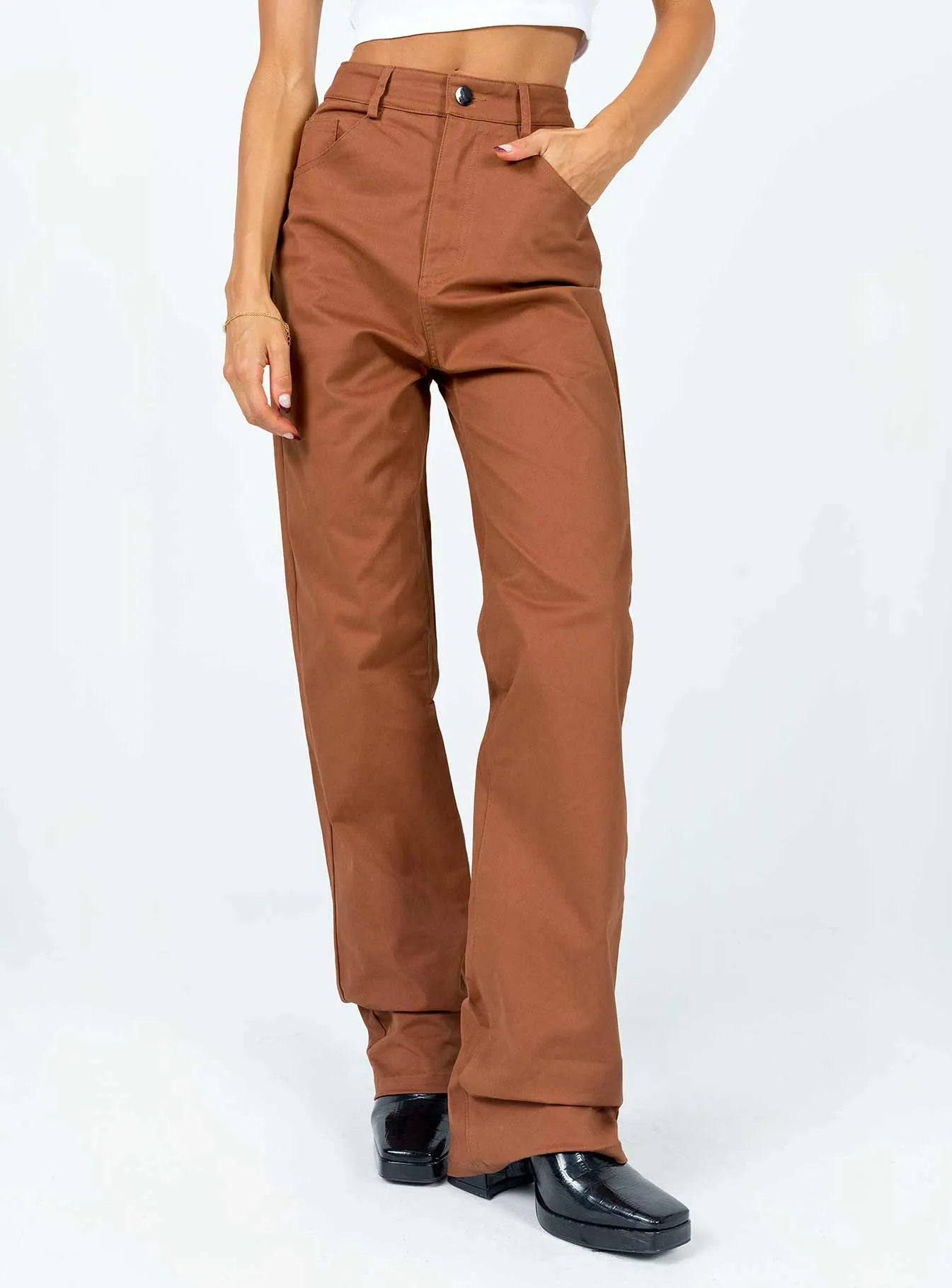 Stretch Ready Carissa Wide Leg Denim Jeans Brown