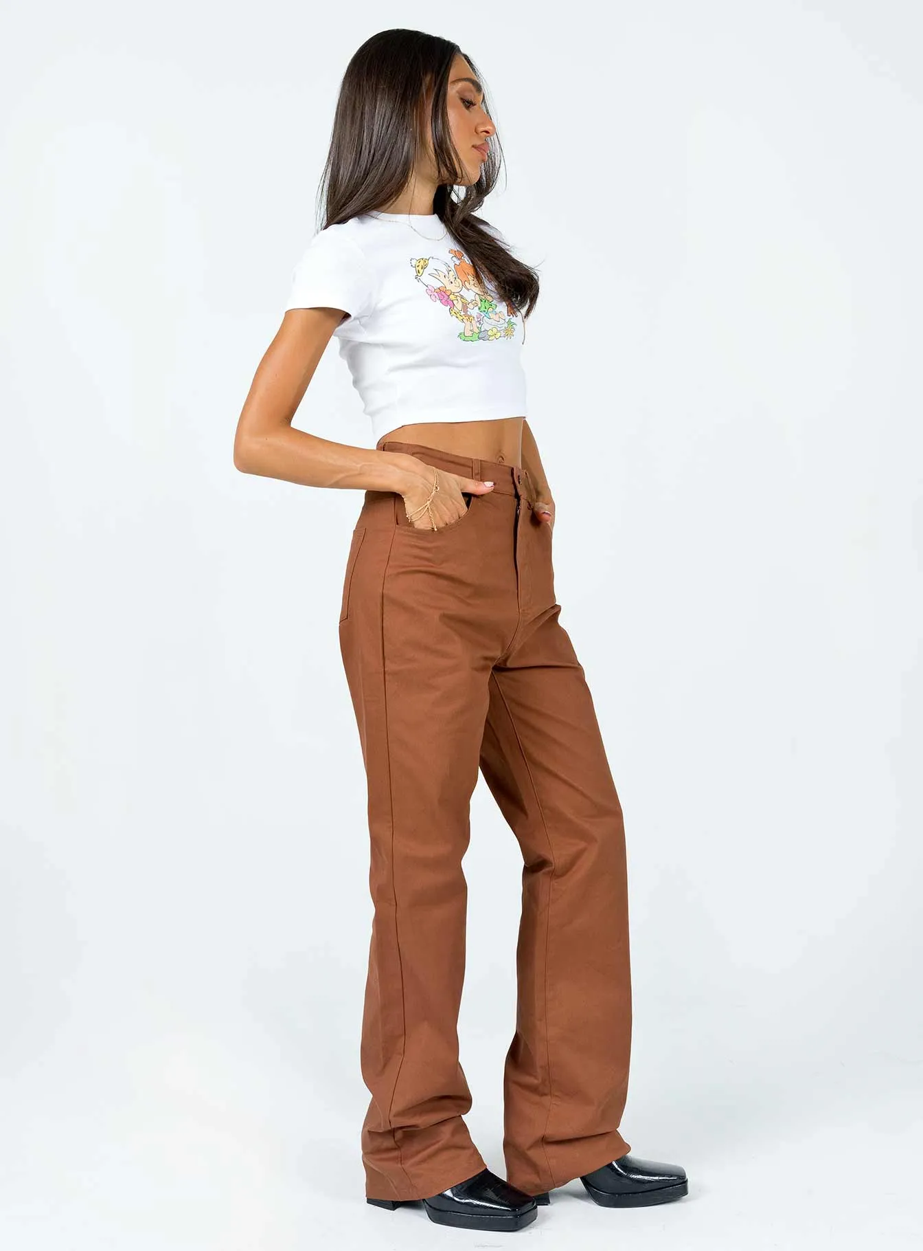 Carissa Wide Leg Denim Jeans Brown No Gap Waist Construction