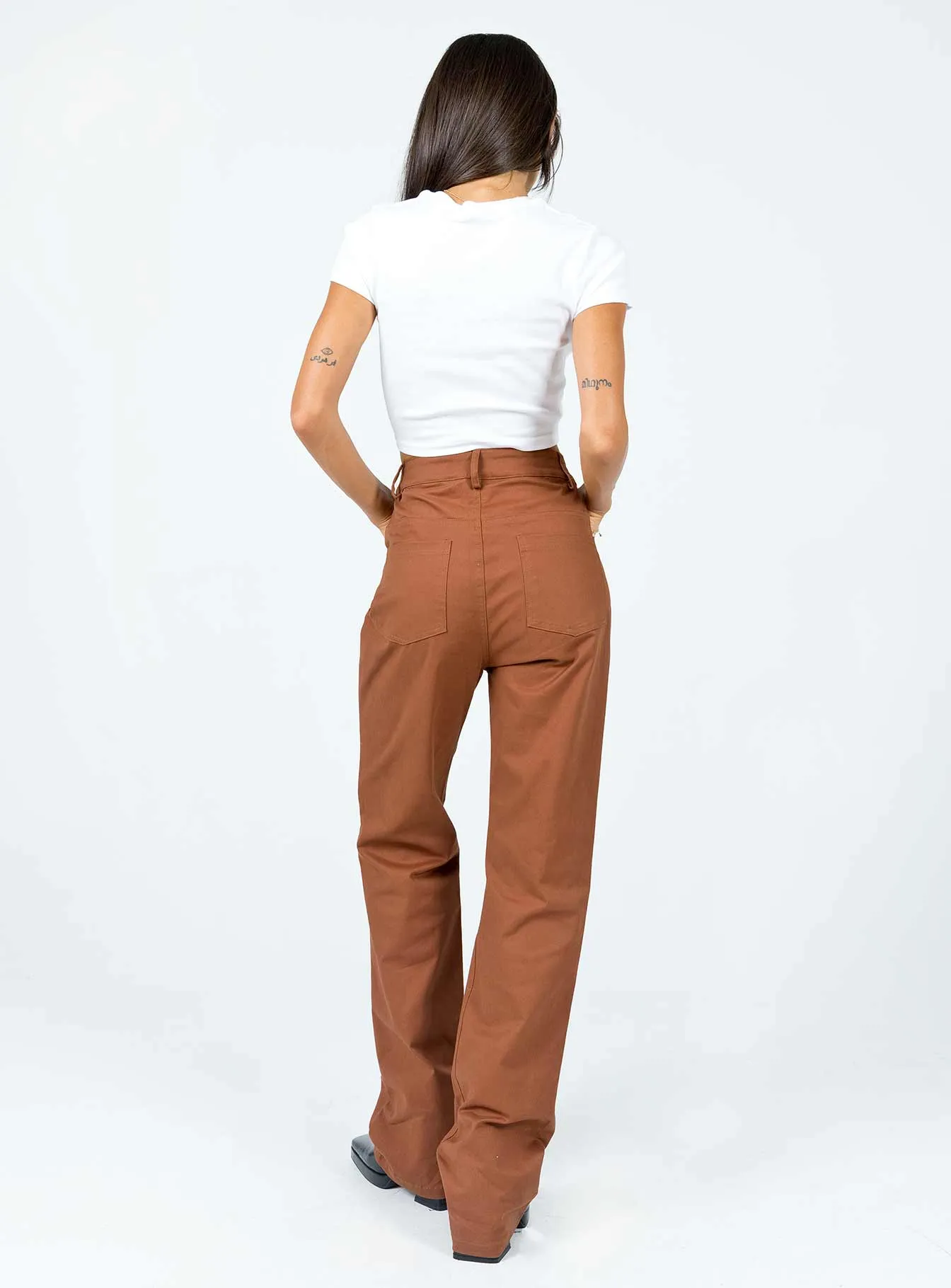 Carissa Wide Leg Denim Jeans Brown Layer-Friendly