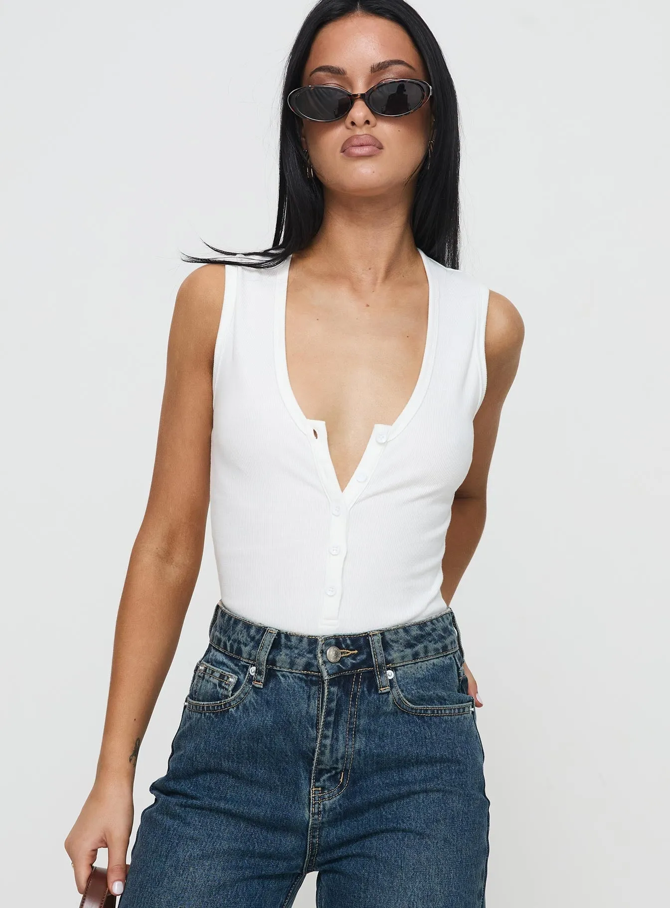 grey bodysuit Avahlee Bodysuit White