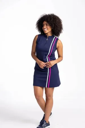 New Kinona No Break Sleeveless Golf Dress - Navy MSP$179 Smooth Lines Feminine Touch