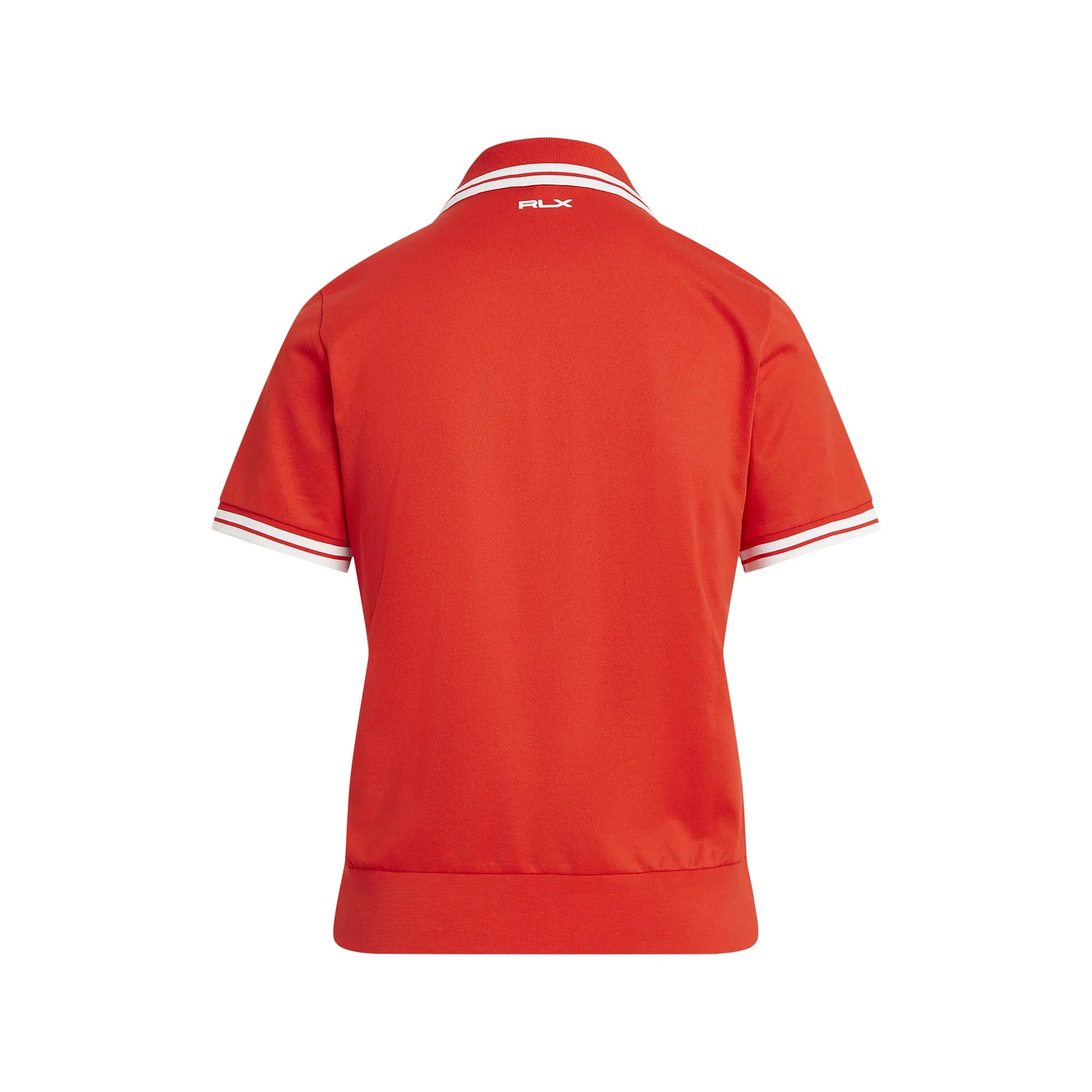 RLX Ralph Lauren Women's Tour Pique Golf Shirt - Bright Poppy/Ceramic White Comfortable Outfit DurableBlend