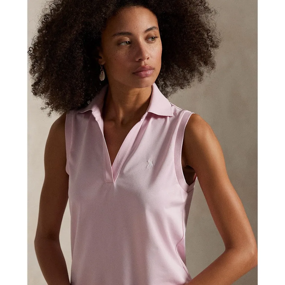 Weekend Wear RLX Ralph Lauren Women's Tour Pique V-Neck Sleeveless Polo Shirt - Garden Pink