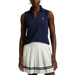 Work-Ready RLX Ralph Lauren Women's Tour Pique V-Neck Sleeveless Polo Shirt - Refined Navy
