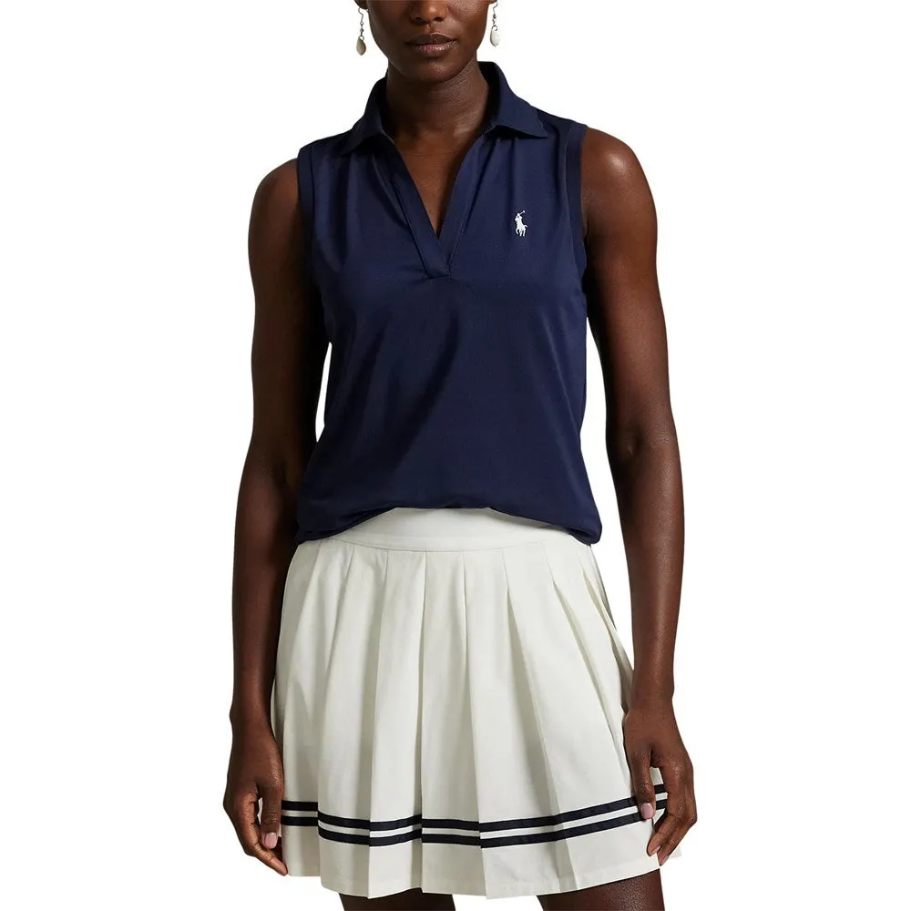 Work-Ready RLX Ralph Lauren Women's Tour Pique V-Neck Sleeveless Polo Shirt - Refined Navy