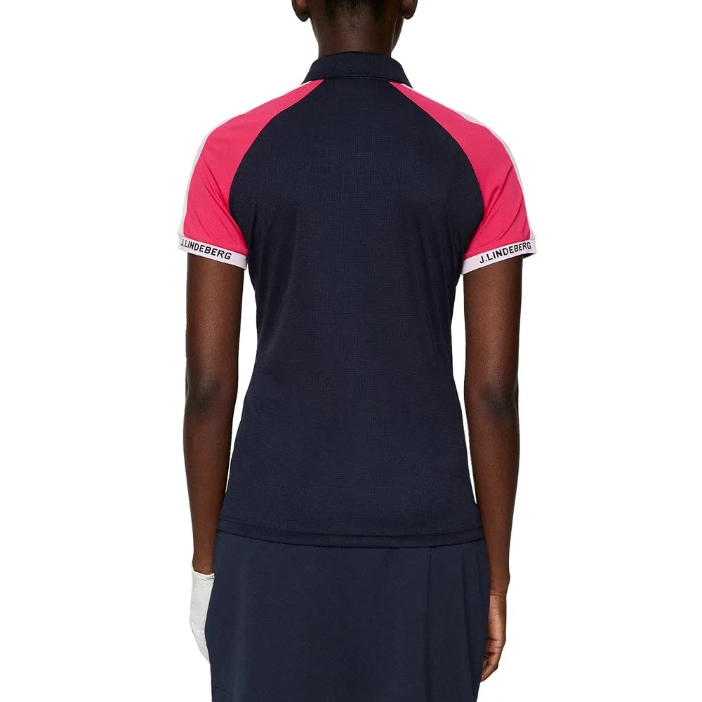Flexible Hemline J.Lindeberg Women's Priya Golf Polo Shirt - JL Navy