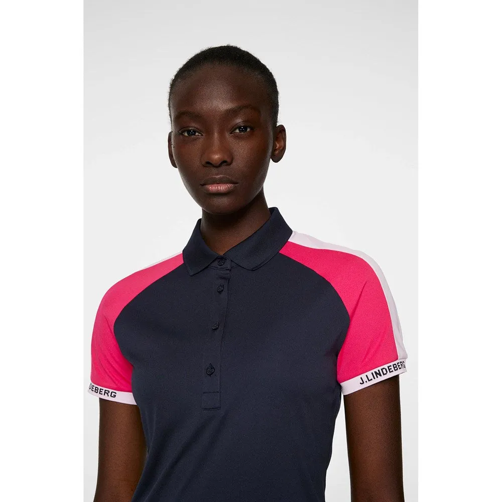 J.Lindeberg Women's Priya Golf Polo Shirt - JL Navy Cyber Core