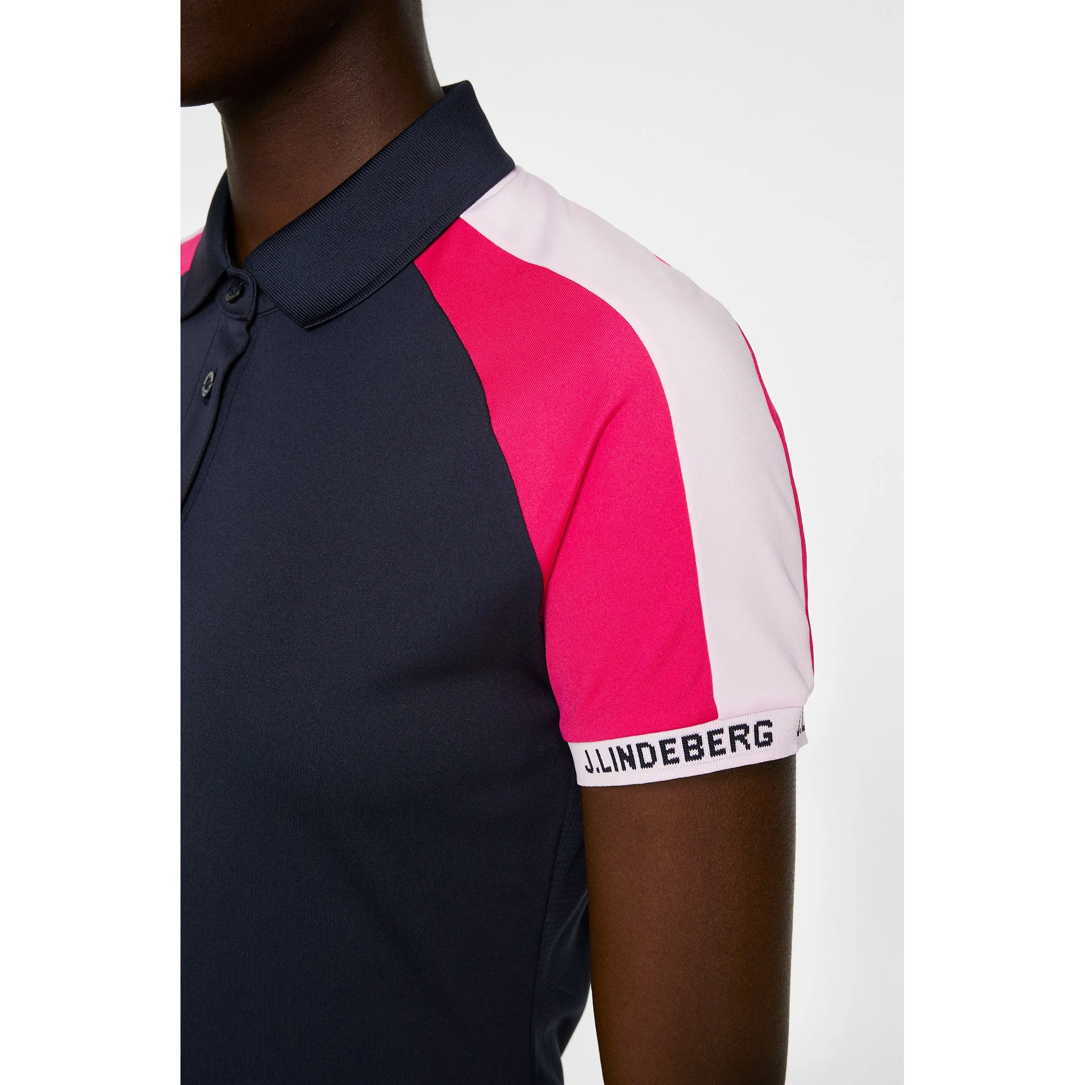 J.Lindeberg Women's Priya Golf Polo Shirt - JL Navy All weather SeamlessPockets