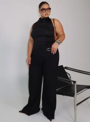 Water resistant coating Lucetta Wide Leg Pant Black Curve